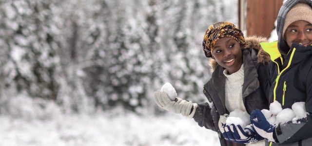 two kids in the snow