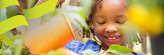 Girl watering plants