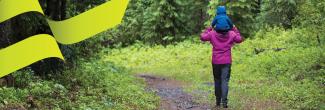 Woman and child hiking