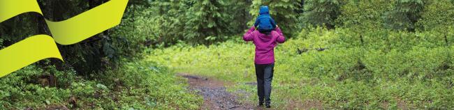 Woman and child hiking