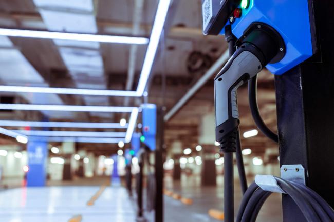 EV charging station in a parking lot